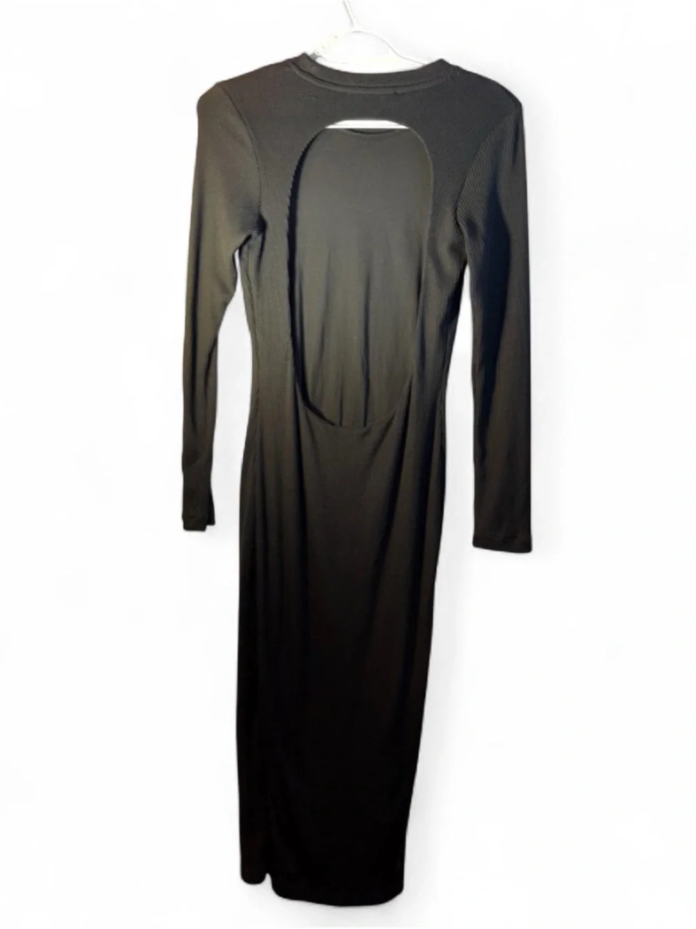AllSaints Black Long-Sleeve Open-Back Midi Dress - Picture 3 of 8